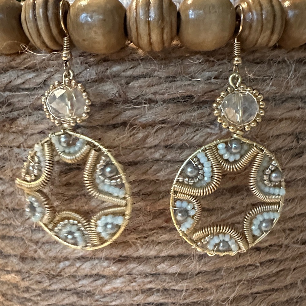 Elegant Gold and Silver Beaded Earrings